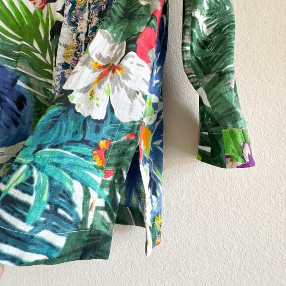 Soft Surroundings Tropical Floral Embroidered Beaded Tunic Top PL - Picture 7 of 11